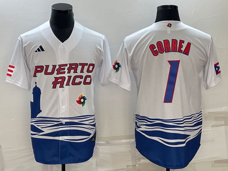 Men 2023 World Cub #1 Correa White MLB Jersey9->more jerseys->MLB Jersey